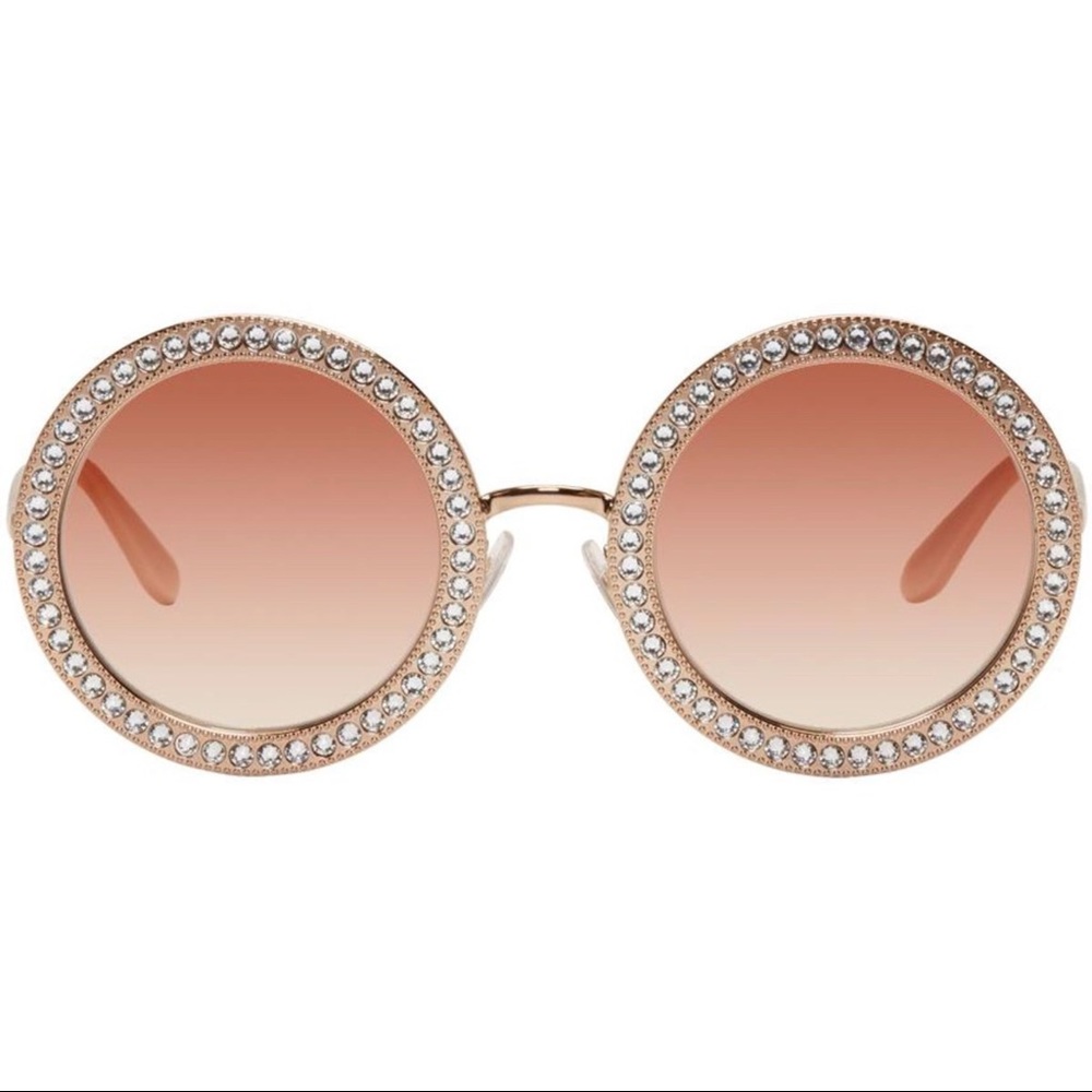 Dolce & Gabbana Rose Gold Round Crystal Sunglasses